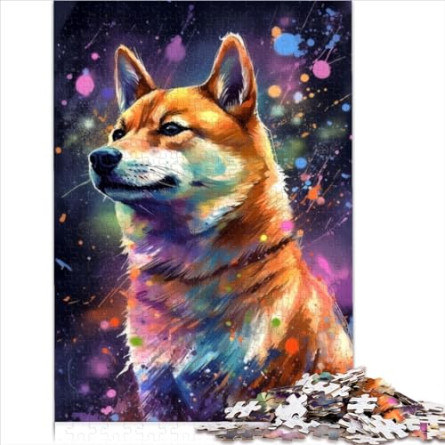 Shiba Inu-Malpuzzle für Erwachsene, 1000 Teile, Holzpuzzle, nachhaltiges Puzzle für Erwachsene, einzigartige Geburtstags, 1000 Stück (50 x 75 cm) von AITEXI