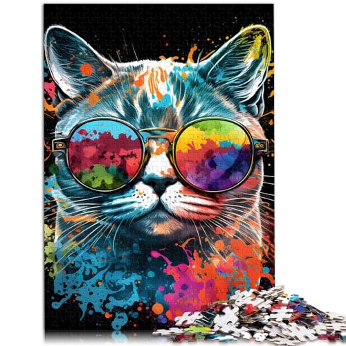 Spiel-Geschenk-Puzzle, Bunte Katze, Tierfarbe, 1000-teiliges Puzzle-Spiel aus Holz, anspruchsvoll zu vervollständigen, Aber unterhaltsam und humorvoll (50 x 75 cm) von AITEXI