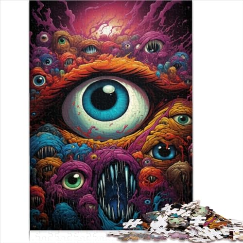 Spielzeug-Puzzle, psychedelische Kunst, Augen, schwierig, herausfordernde Puzzles, 1000-teiliges Holzpuzzle für Erwachsene, Kinder ab 14 Jahren, Lernspiel für Erwachsene Kinder (50 x 75 cm) von AITEXI