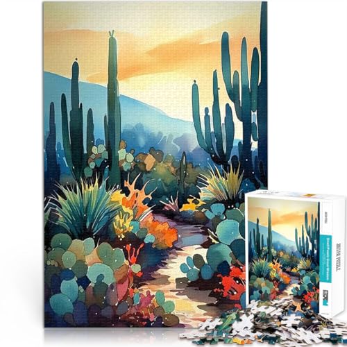 Teenager 1000 Teile Puzzle Familienspiel zum Stressabbau, schwierige Herausforderung Kaktus im Pueblo-Stil Wichtelgeschenke75x50cm von AITEXI