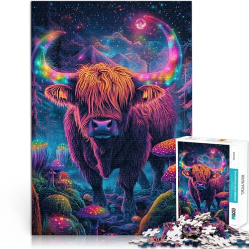 Teenager 1000 Teile Puzzle Handgeschwindigkeitswettbewerb Neon-Hochlandkuh im Wald Geeignet für die Schreibtischdekoration75x50cm Teenager 1000 Teile Puzzle Handgeschwindigkeitswettbewerb Neon-Hochlandkuh im Wald Geeignet für die Schreibtischdekoration75x50cm von AITEXI