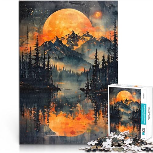 Teenager 1000 Teile Puzzle Lernspiele DIY Spielzeug Orangefarbener Mond über Bergen Verbessern Sie das Gedächtnis52x38cm Teenager 1000 Teile Puzzle Lernspiele DIY Spielzeug Orangefarbener Mond über Bergen Verbessern Sie das Gedächtnis52x38cm von AITEXI