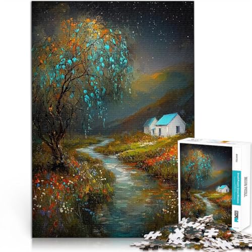 Teenager 1000 Teile Puzzle Quizspiel Starry River Cottage - Traumhafte Landschaftskunst - Ruhige Naturlandschaft Heimdekoration Spielzeug75x50cm Teenager 1000 Teile Puzzle Quizspiel Starry River Cottage - Traumhafte Landschaftskunst - Ruhige Naturlandschaft Heimdekoration Spielzeug75x50cm von AITEXI