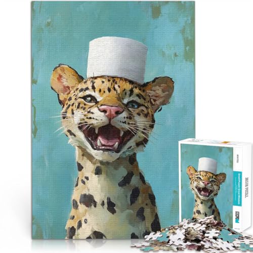 Teenager 1000 Teile Puzzle Spielzeug Lernspiele Stressabbau Leopard im Toilettenpapierhut Einzigartige Geburtstags- und Geschenkideen75x50cm von AITEXI