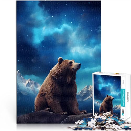 Teenager 1000 Teile Puzzle Stressabbau – Staycation – Zeit totschlagen Braunbär Sternenhimmel Aurora tolles Geschenk52x38cm Teenager 1000 Teile Puzzle Stressabbau – Staycation – Zeit totschlagen Braunbär Sternenhimmel Aurora tolles Geschenk52x38cm von AITEXI
