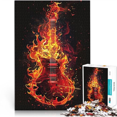 Teenager 1000 Teile Puzzle Trainieren Sie Ihr Gehirn und Ihre Hände Flammende Gitarre Wunschliste mit dem Weihnachtsmann75x50cm von AITEXI