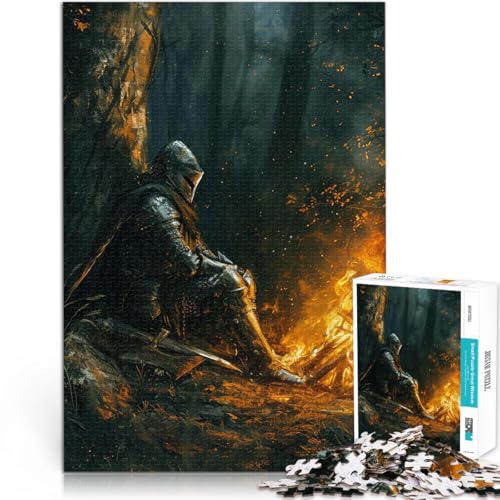 Teenager 1000 Teile Puzzle für Lernspiel-Herausforderungsspielzeug Ritter ruht am Lagerfeuer Lernspiel für Geburtstag, Weihnachten38x26cm von AITEXI