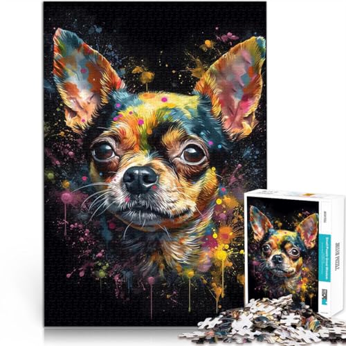Teenager 1000-teiliges Puzzle Familienspiel zum Stressabbau, schwierige Herausforderung Chihuahua-Gemälde Heimdekoration52x38cm von AITEXI