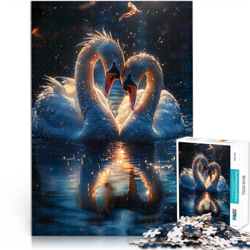 Teenager 1000-teiliges Puzzle Lernspiele DIY Spielzeug Sonnenuntergang Schwan Liebe Lernspiel für Geburtstag, Weihnachten52x38cm von AITEXI