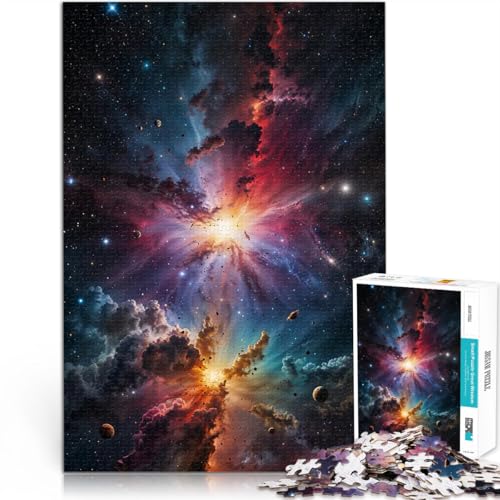 Teenager 1000-teiliges Puzzle Lernspiele Heimdekoration Explosion kosmischer Nebel Lernspiel für Geburtstag, Weihnachten52x38cm von AITEXI