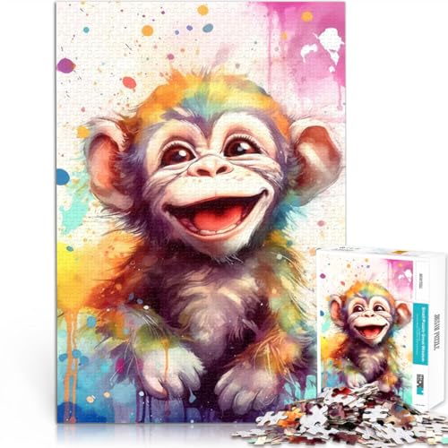 Teenager 1000-teiliges Puzzle Pädagogisches Familienspiel Lustiger Kleiner Schimpanse mit passendem Poster und Quizblatt52x38cm Teenager 1000-teiliges Puzzle Pädagogisches Familienspiel Lustiger Kleiner Schimpanse mit passendem Poster und Quizblatt52x38cm von AITEXI