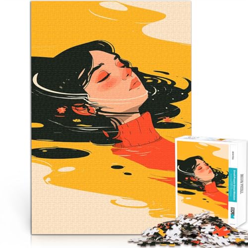 Teenager 1000-teiliges Puzzle Quizspiel Frau schwimmt im Herbstwasser Minimalistische Illustrationskunst Geschenkideen52x38cm Teenager 1000-teiliges Puzzle Quizspiel Frau schwimmt im Herbstwasser Minimalistische Illustrationskunst Geschenkideen52x38cm von AITEXI
