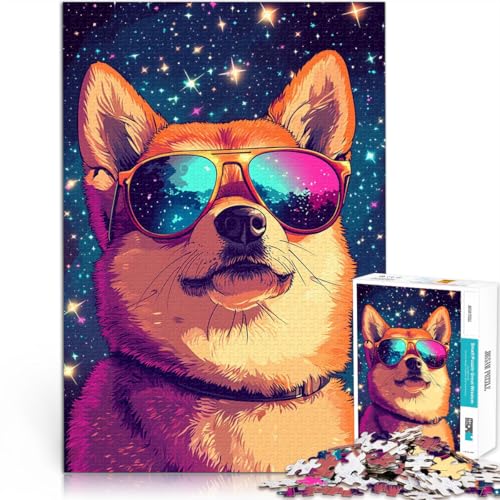 Teenager 1000-teiliges Puzzle Quizspiel Hund mit Sonnenbrille vor Sternen Lustige Aktivitäten für zu Hause, Geburtstagsgeschenk, Reisegeschenk,52x38cm Teenager 1000-teiliges Puzzle Quizspiel Hund mit Sonnenbrille vor Sternen Lustige Aktivitäten für zu Hause, Geburtstagsgeschenk, Reisegeschenk,52x38cm von AITEXI