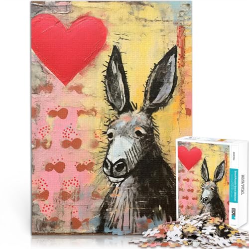 Teenager 1000-teiliges Puzzle Quizspiel Trauriger Esel mit Herz Valentinstag Mixed Media Künstlersammlung, Bildende Kunst75x50cm Teenager 1000-teiliges Puzzle Quizspiel Trauriger Esel mit Herz Valentinstag Mixed Media Künstlersammlung, Bildende Kunst75x50cm von AITEXI