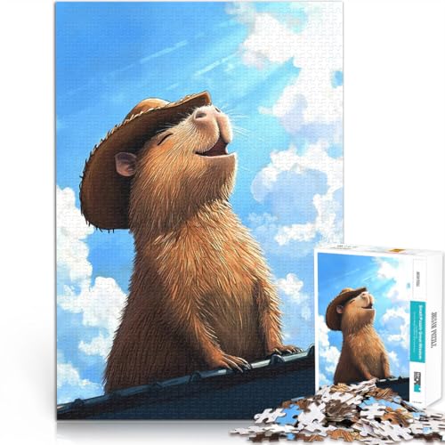 Teenager 2000-teiliges Puzzle Spielzeug Lernspiele Stressabbau Wasserschwein mit Cowboyhut Geeignet für die Schreibtischdekoration70x100cm von AITEXI