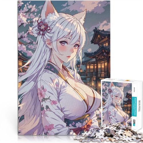 Teenager 1000-teiliges Puzzle Trainieren Sie Ihr Gehirn und Ihre Hände Weißes Fuchsmädchen Wunschliste mit dem Weihnachtsmann52x38cm von AITEXI