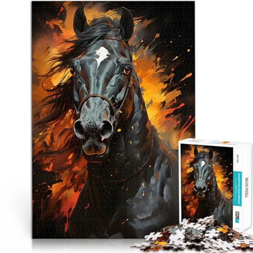 Teenager-Puzzle 1000 Teile Dekomprimierendes intellektuelles Lernspielzeug Gemälde eines schwarzen Pferdes Gutes Geschenk75x50cm Teenager-Puzzle 1000 Teile Dekomprimierendes intellektuelles Lernspielzeug Gemälde eines schwarzen Pferdes Gutes Geschenk75x50cm von AITEXI