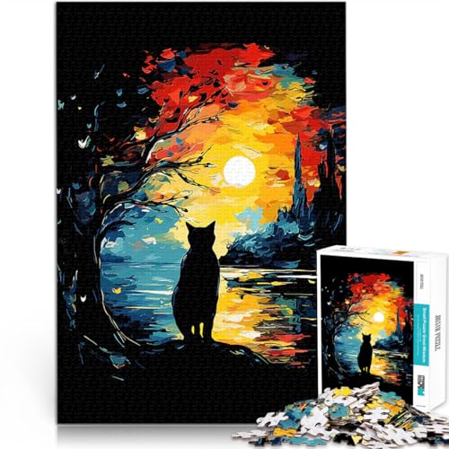 Teenager-Puzzle 1000 Teile Dekomprimierendes intellektuelles Lernspielzeug Sonnenuntergang mit schwarzer Katze Tolles Geschenk für Spiele38x26cm Teenager-Puzzle 1000 Teile Dekomprimierendes intellektuelles Lernspielzeug Sonnenuntergang mit schwarzer Katze Tolles Geschenk für Spiele38x26cm von AITEXI