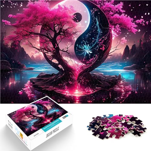 Teenager-Puzzle 1000 Teile Dekomprimierendes intellektuelles Lernspielzeug Yin und Yang Kirschbaum einzigartiges Herausforderungsspiel75x50cm von AITEXI
