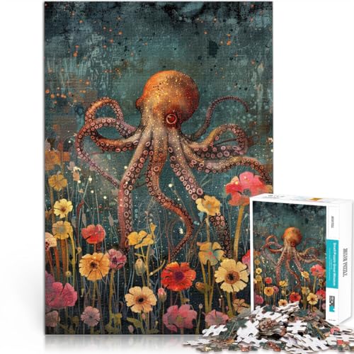 Teenager-Puzzle 1000 Teile Gehirnintelligenz-Herausforderung süchtig machendes Spielzeug Blumenkrake für Heimdekoration52x38cm von AITEXI