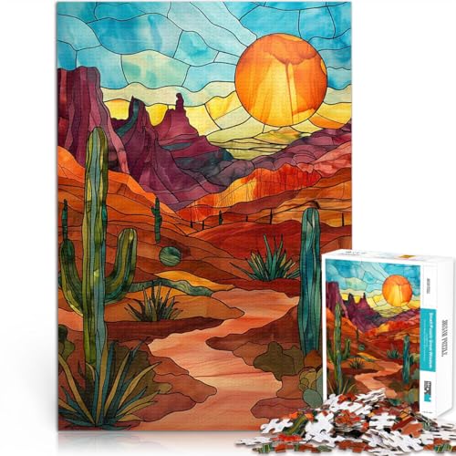 Teenager-Puzzle 1000 Teile Intellektuelles Spiel Sonnenuntergang in der Wüstenoase Geburtstagsgeschenk, Geschenke38x26cm von AITEXI