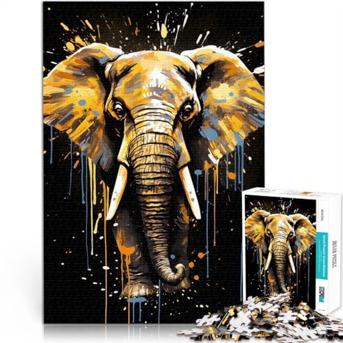 Teenager-Puzzle 1000 Teile Interessante Stressreduzierung Goldenes Elefantengemälde Lernspiel für Geburtstag, Weihnachten52x38cm Teenager-Puzzle 1000 Teile Interessante Stressreduzierung Goldenes Elefantengemälde Lernspiel für Geburtstag, Weihnachten52x38cm von AITEXI