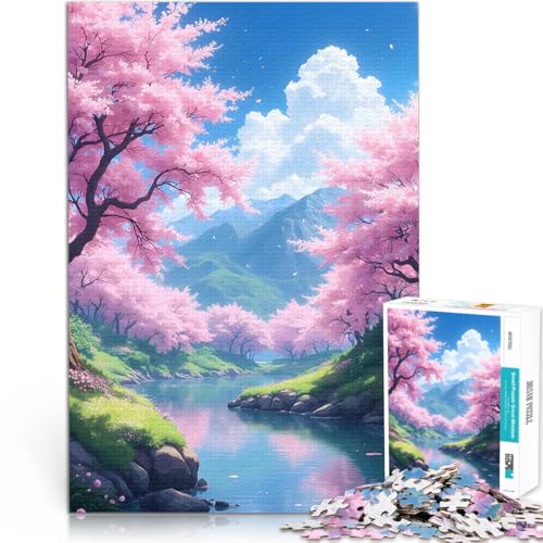 Teenager-Puzzle 1000 Teile Lernspiel-Herausforderungsspielzeug Anime Japan Kirschblüte Lernspiel für Geburtstag, Weihnachten38x26cm von AITEXI