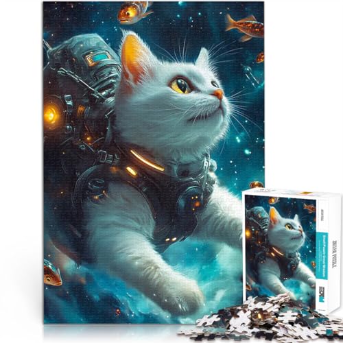 Teenager-Puzzle 1000 Teile Lernspiel-Herausforderungsspielzeug Weltraumkatzen-Fischjäger Lernspiel für Geburtstag, Weihnachten38x26cm von AITEXI