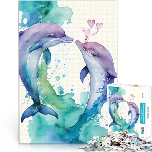 Teenager-Puzzle 1000 Teile Pädagogisches Spielzeug zum Stressabbau Liebesgeschichte eines Delfinpaares Geschenkideen75x50cm von AITEXI