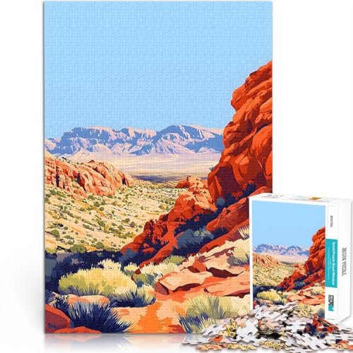 Teenager-Puzzle 1000 Teile Quizspiel Red Rock Canyon Nevada Gemälde Kunst mit vollständig ineinander greifenden, zufällig geformten Teilen38x26cm Teenager-Puzzle 1000 Teile Quizspiel Red Rock Canyon Nevada Gemälde Kunst mit vollständig ineinander greifenden, zufällig geformten Teilen38x26cm von AITEXI