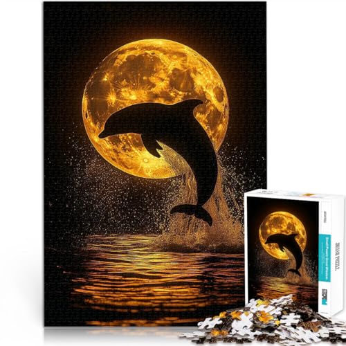 Teenager-Puzzle 1000 Teile Spiele Spielzeug Geschenk Delphin Silhouette Mond Ozean Geeignet für die Schreibtischdekoration38x26cm Teenager-Puzzle 1000 Teile Spiele Spielzeug Geschenk Delphin Silhouette Mond Ozean Geeignet für die Schreibtischdekoration38x26cm von AITEXI