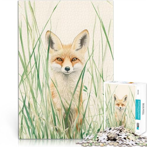 Teenager-Puzzle 1000 Teile für Lernspiel-Herausforderungsspielzeug Aquarell Fuchs im Gras Lernspiel für Geburtstag, Weihnachten75x50cm von AITEXI