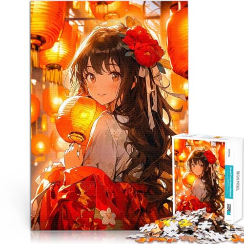 Teenager-Puzzles 1000 Teile Lernspiel-Herausforderungsspielzeug Anime-Mädchen mit Laternen Lernspiel für Geburtstag, Weihnachten70x100cm von AITEXI