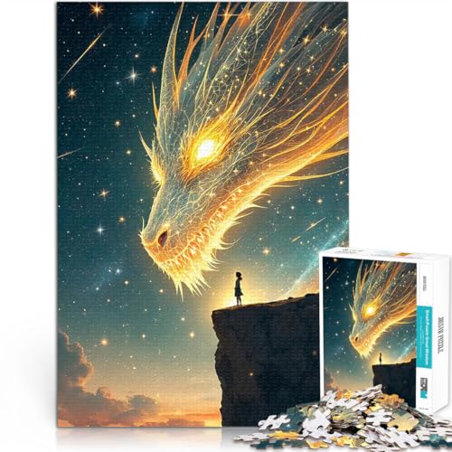 Teenager-Puzzles 1000 Teile Lernspiel-Herausforderungsspielzeug Drache und Mädchen in den Sternen Lernspiel für Geburtstag, Weihnachten52x38cm von AITEXI