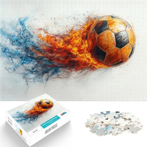 Teenager-Puzzles 1000 Teile Lernspiel-Herausforderungsspielzeug Feuriger Fußball mit vollständig ineinander greifenden, zufällig geformten Teilen38x26cm Teenager-Puzzles 1000 Teile Lernspiel-Herausforderungsspielzeug Feuriger Fußball mit vollständig ineinander greifenden, zufällig geformten Teilen38x26cm von AITEXI
