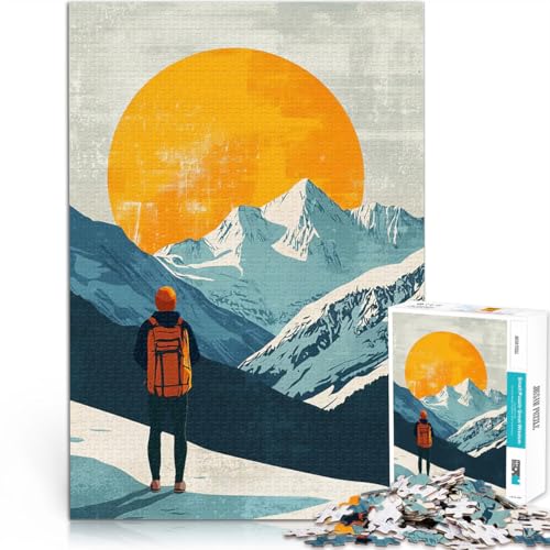 Teenager-Puzzles 1000 Teile Quizspiel Die Snowy Mountain Sunset Wanderung eignet ganze Familie75x50cm von AITEXI