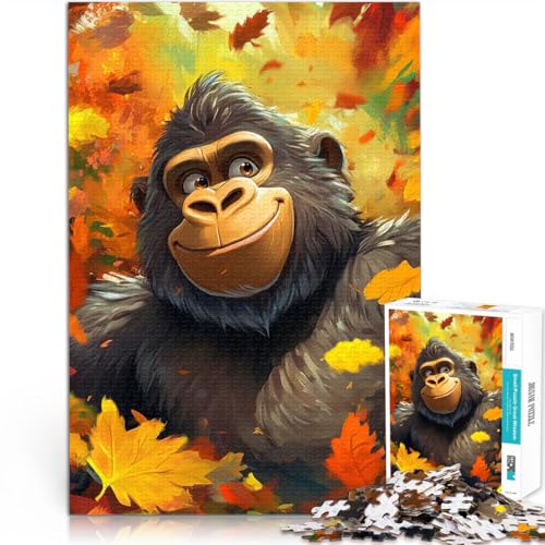 Teenager-Puzzles 1000 Teile Spielzeug-Intellektuelles Spiel Lächelnder Gorilla im Herbst einzigartiges Herausforderungsspiel52x38cm von AITEXI