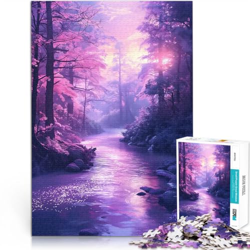 Teenager-Puzzles 1000 Teile für Lernspiel-Herausforderungsspielzeug Pastell Wald Fluss Lernspiel für Geburtstag, Weihnachten38x26cm von AITEXI