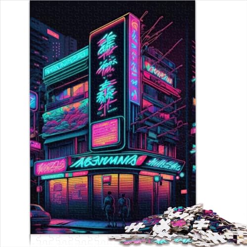 Tokyo neon Japanisches Puzzle, 1000 Teile für Erwachsene, Premium-Puzzle aus 100% recyceltem Brett für Kinder ab 14 Jahren, Heimdekoration, Puzzle-Spielzeug, 1000 Teile (26 x 38 cm) von AITEXI