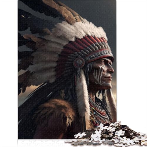 für Erwachsene 1000 Teile Puzzle Geschenke Native Chief Puzzles Holzpuzzles für Erwachsene Kinder Kinder Junge Mädchen Geschenk Lernen Lernspielzeug (50x75cm) von AITEXI