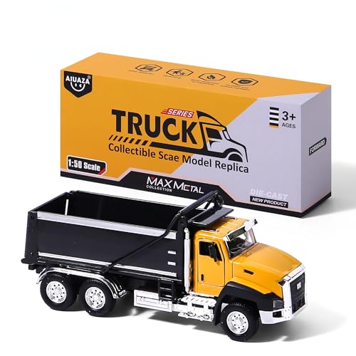 AIUAZA 1/50 Verhältnis Druckguss Engineering Baufahrzeug, Dump Truck, Legierung Sammlung Modell Auto, Junge Türöffnung Ziehen zurück Auto Spielzeug (1 PC Dump Truck) von AIUAZA