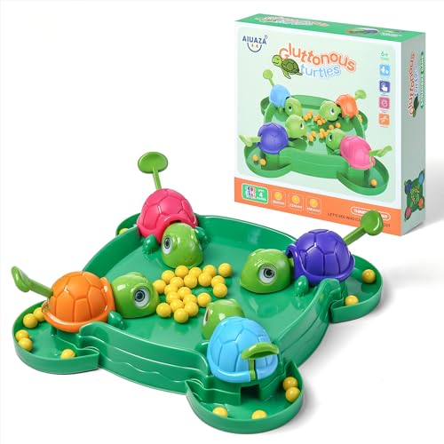 AIUAZA Hungry Turtle Schachbrett Spiel, Hungry Box Schachbrett Spiel, Schildkröte Essen Bohnen, Party und Party Familie Spielzeug, Spielzeug, 2-4 Person Spiele(36 Bohnen) von AIUAZA