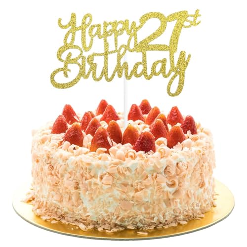 AIVEKE Geburtstagskuchenaufsätze, glitzernd, goldfarben – 21. Happy Birthday Tortenaufsatz, Glitzer, Kuchen, Cupcake, Desserts, Dekoration, für Geburtstag, Jahrestag, Party-Dekorationen AIVEKE Geburtstagskuchenaufsätze, glitzernd, goldfarben – 21. Happy Birthday Tortenaufsatz, Glitzer, Kuchen, Cupcake, Desserts, Dekoration, für Geburtstag, Jahrestag, Party-Dekorationen von AIVEKE