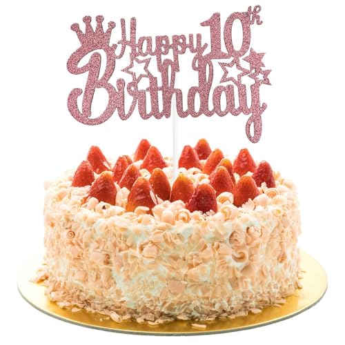 AIVEKE Glitzernde Roségold-Tortenaufsätze zum 10. Geburtstag – Tortenaufsatz zum 10. Geburtstag, glitzernde Cupcake-Desserts, Kuchendekoration, Party-Dekoration für 10. Geburtstag AIVEKE Glitzernde Roségold-Tortenaufsätze zum 10. Geburtstag – Tortenaufsatz zum 10. Geburtstag, glitzernde Cupcake-Desserts, Kuchendekoration, Party-Dekoration für 10. Geburtstag von AIVEKE
