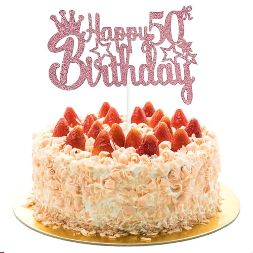 AIVEKE Glitzernde roségoldene Geburtstagstortenaufsätze – 50. Happy Birthday Tortenaufsatz, Glitzer-Cupcake-Desserts, Topper, Kuchenparty-Dekoration für 50. Geburtstag AIVEKE Glitzernde roségoldene Geburtstagstortenaufsätze – 50. Happy Birthday Tortenaufsatz, Glitzer-Cupcake-Desserts, Topper, Kuchenparty-Dekoration für 50. Geburtstag von AIVEKE
