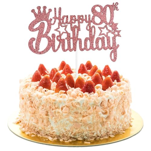 AIVEKE Glitzernde roségoldene Kuchendekoration zum 80. Geburtstag, Tortenaufsatz, glitzernde Cupcake-Desserts, Kuchendekoration, Party-Dekoration für 80. Geburtstag AIVEKE Glitzernde roségoldene Kuchendekoration zum 80. Geburtstag, Tortenaufsatz, glitzernde Cupcake-Desserts, Kuchendekoration, Party-Dekoration für 80. Geburtstag von AIVEKE