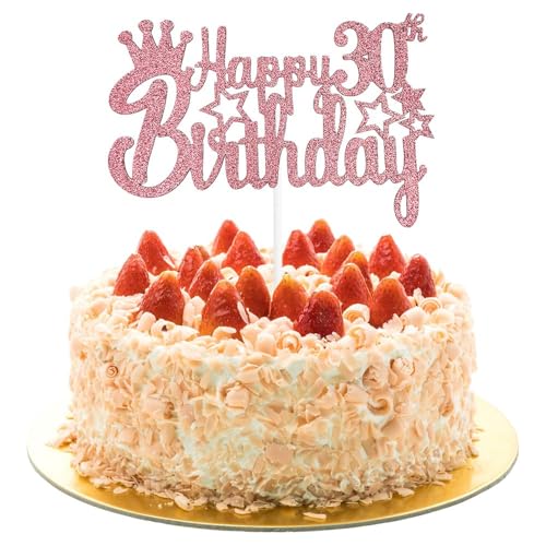 AIVEKE Glitzernde rotgoldene Geburtstagskuchenaufsätze – 30. Happy Birthday-Kuchenaufsatz, Glitzer-Cupcake-Desserts, Topper, Kuchenparty-Dekoration für 30. Geburtstag AIVEKE Glitzernde rotgoldene Geburtstagskuchenaufsätze – 30. Happy Birthday-Kuchenaufsatz, Glitzer-Cupcake-Desserts, Topper, Kuchenparty-Dekoration für 30. Geburtstag von AIVEKE