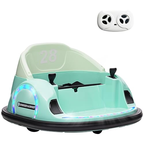 AIYAPLAY 12V Kinder Autoscooter mit 2,4 G Fernbedienung, Elektro Bumper mit Musik und Lichtern, 2 km/h, Kinder Elektroauto mit 360°-Drehung, für 1,5-5 Jahre, Grün von AIYAPLAY