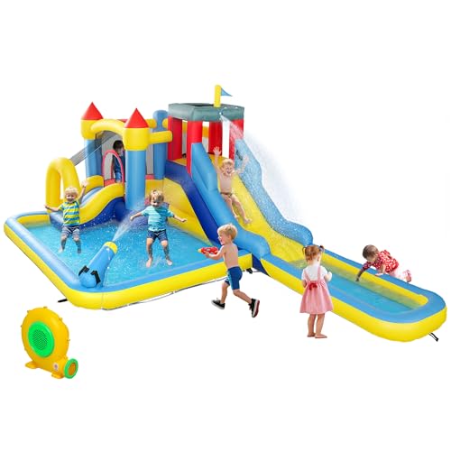 AIYAPLAY Aufblasbares Schloss mit Gebläse, 6 in 1, Wasserpark, aufblasbare Struktur, Rutschen, Trampolin, Kletterwand, Kanon, Basketballkorb, für den Innen- und Außenbereich, bis zu 4 Kinder von 3 – 8 AIYAPLAY Aufblasbares Schloss mit Gebläse, 6 in 1, Wasserpark, aufblasbare Struktur, Rutschen, Trampolin, Kletterwand, Kanon, Basketballkorb, für den Innen- und Außenbereich, bis zu 4 Kinder von 3 – 8 von AIYAPLAY