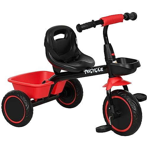 AIYAPLAY Dreirad Kinderdreirad Kinderfahrrad mit Beckengurt Pedalen, Fahrradkorb, Kinderrad mit höhenverstellbarer Sitz für Kinder 2-5 Jahre Schwarz+Rot, 80 x 48 x 63 cm AIYAPLAY Dreirad Kinderdreirad Kinderfahrrad mit Beckengurt Pedalen, Fahrradkorb, Kinderrad mit höhenverstellbarer Sitz für Kinder 2-5 Jahre Schwarz+Rot, 80 x 48 x 63 cm von AIYAPLAY